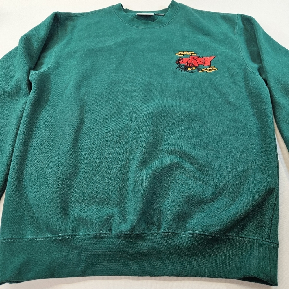 Obey Brick By Brick Crewneck Mens S Green Embroidered Graphic Sweatshirt Skater - Picture 8 of 9